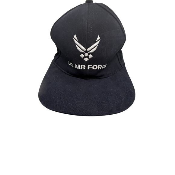U.S. Air Force CAP made in USA Black with white embroidery stretch band - Picture 1 of 6